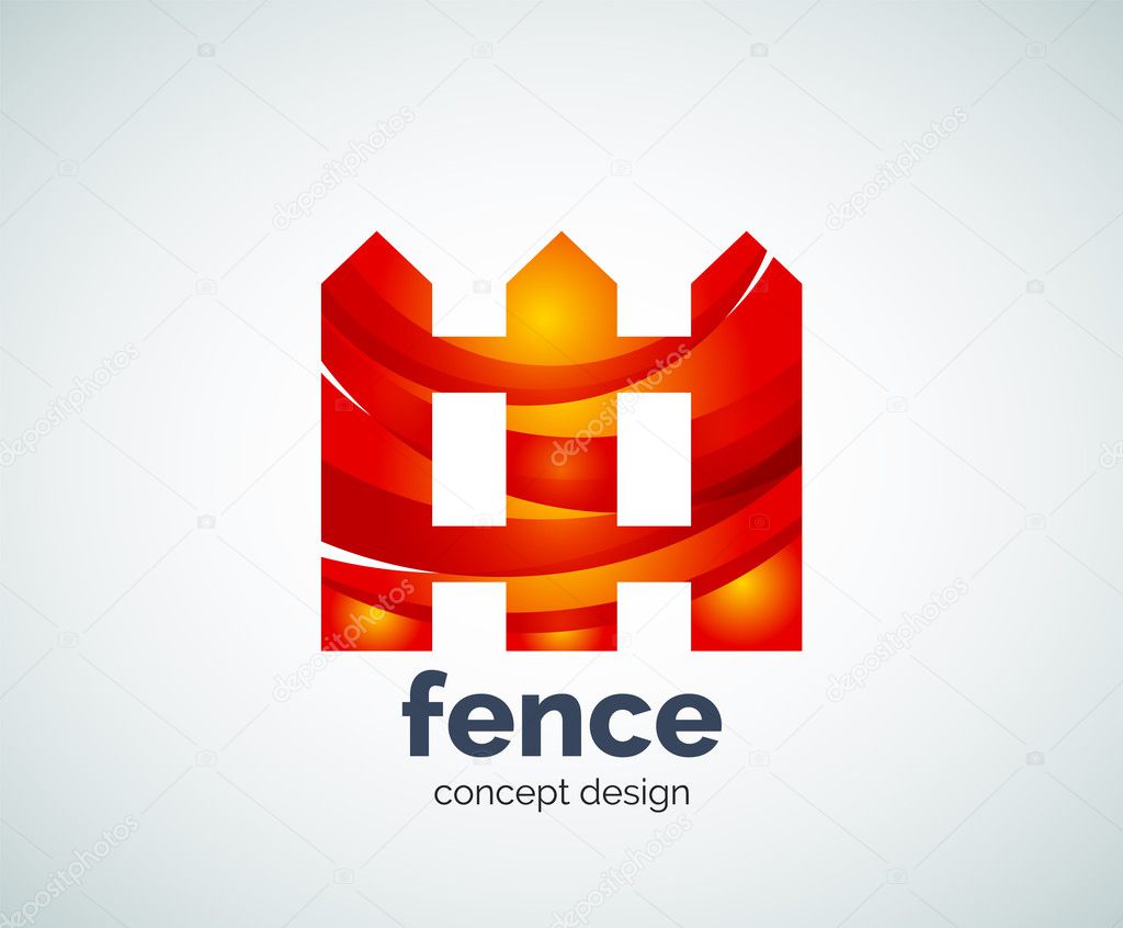 Vector house fence logo template, abstract business icon