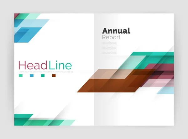 Výroční zpráva šablony geometrické obchodních, moderní brožura flyer šablony — Stockový vektor