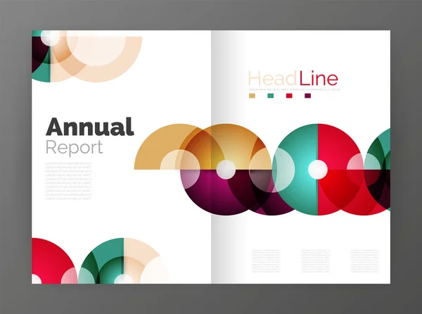 Composición del círculo transparente en el folleto del informe anual de la empresa — Vector de stock