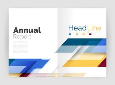 Geometrik iş yıllık rapor şablonları, modern broşür el ilanı şablonu