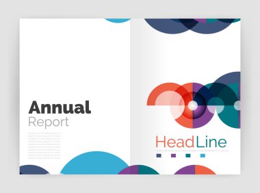 Transparent circle composition on business annual report flyer clipart