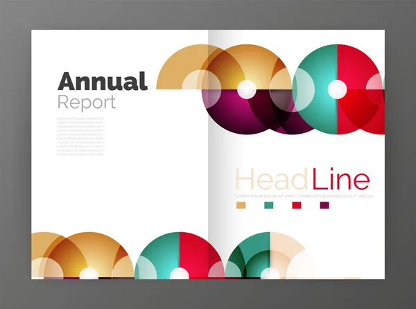 Transparent circle composition on business annual report flyer — Stock Vector