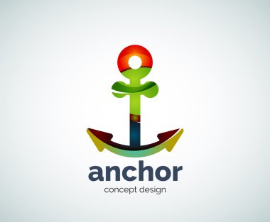 Vector ship anchor logo template vector