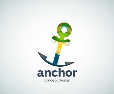 Vector ship anchor logo template vector