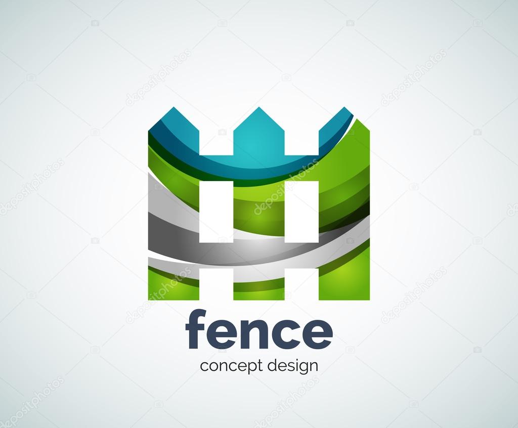 Vector house fence logo template, abstract business icon