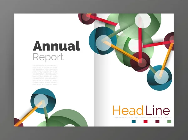 Lines and circles, modern abstract business annual report template — Stock Vector