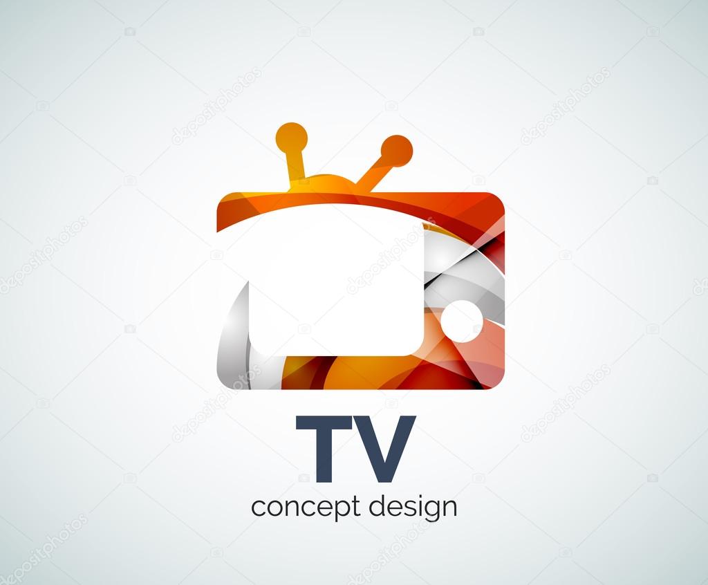 TV logo template, abstract elegant glossy business icon