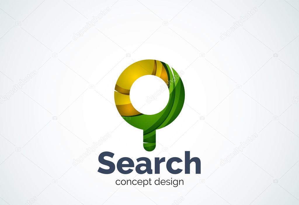 Magnifying glass logo template, abstract elegant business icon