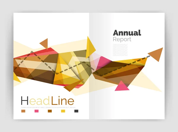 Triangles and lines, annual report flyer brochure template — Stock Vector