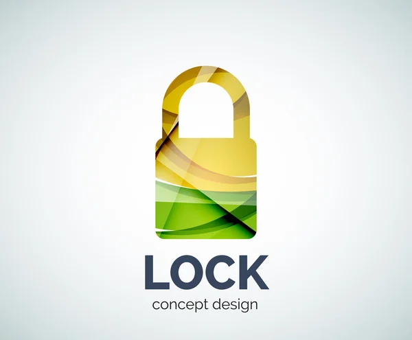Logo de verrouillage icône de marque d'entreprise, créé avec des éléments de chevauchement de couleur — Image vectorielle