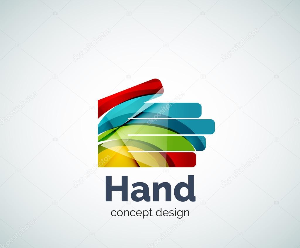 Hand logo template, abstract geometric glossy business icon