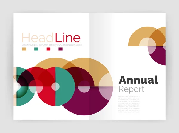 Transparent circle composition on business annual report flyer — Stock Vector