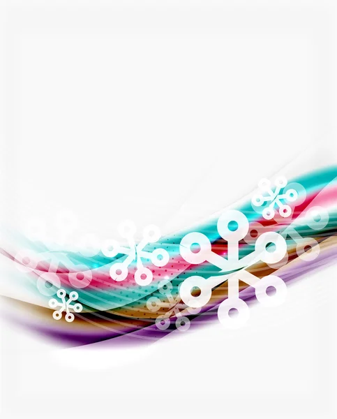 Color wave line with snowflakes, winter vector business template — Stock Vector