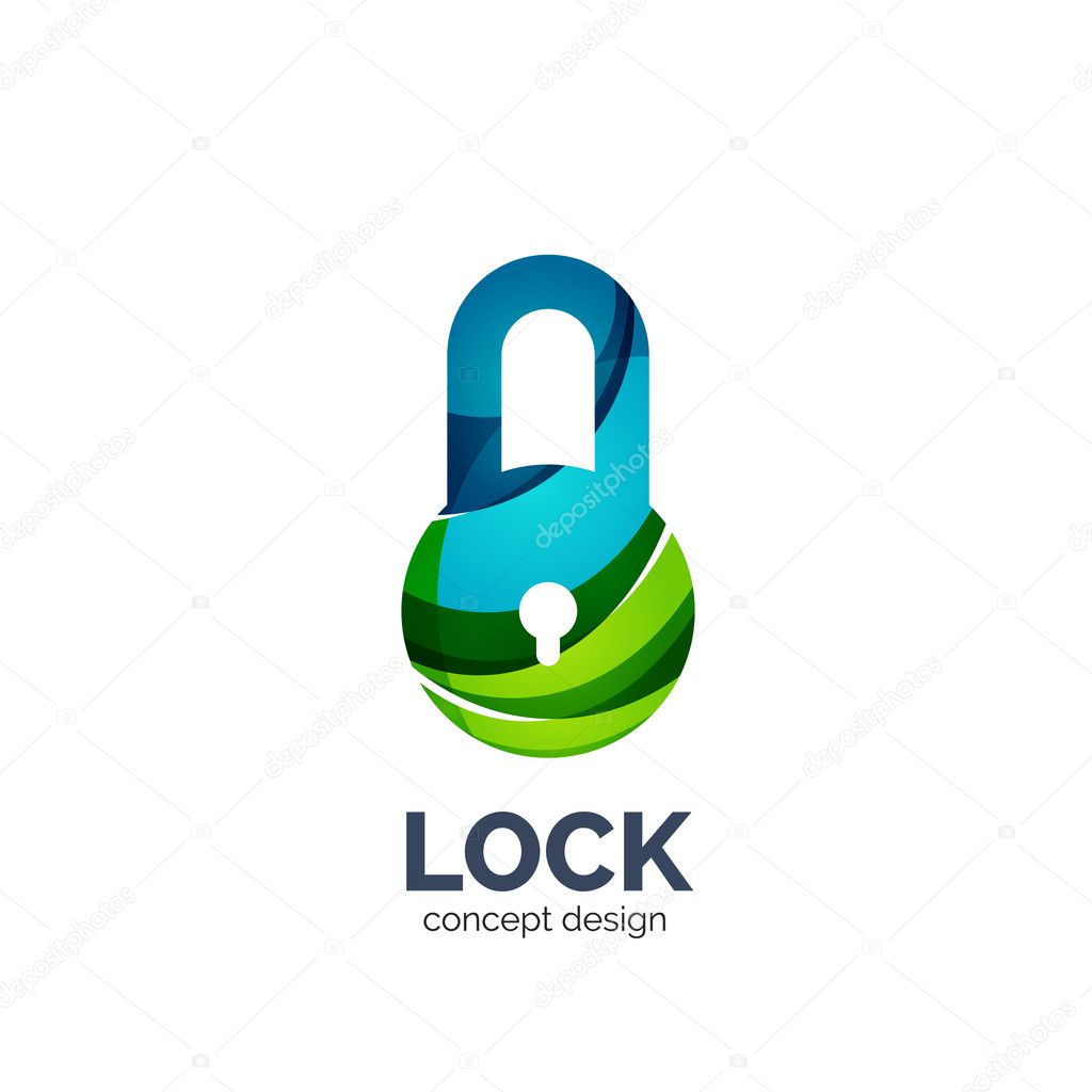 Vector creative abstract lock logo created with lines