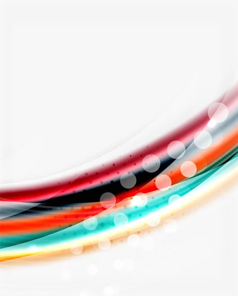 Vlotte kleurrijke lijn op wit. Wave abstracte achtergrond — Stockvector