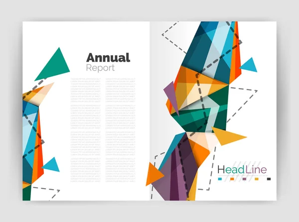 Triangles and lines, annual report flyer brochure template — Stock Vector