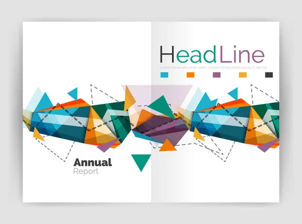 Triângulos e linhas, modelo de brochura de folheto de relatório anual — Vetor de Stock