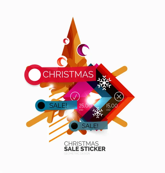 Autocollants géométriques vectoriels de vente de Noël — Image vectorielle