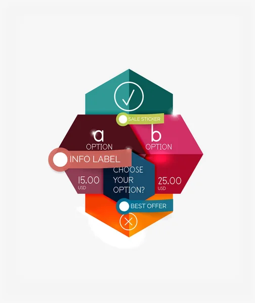 Papír infographic bannerek és matricák — Stock Vector