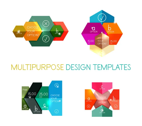 Bandeiras de infográfico de papel e adesivos — Vetor de Stock