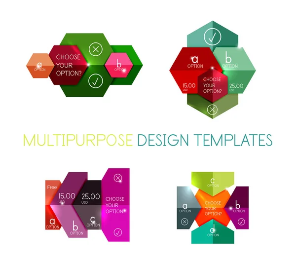 Bandeiras infográficas modelos de papel modernos — Vetor de Stock