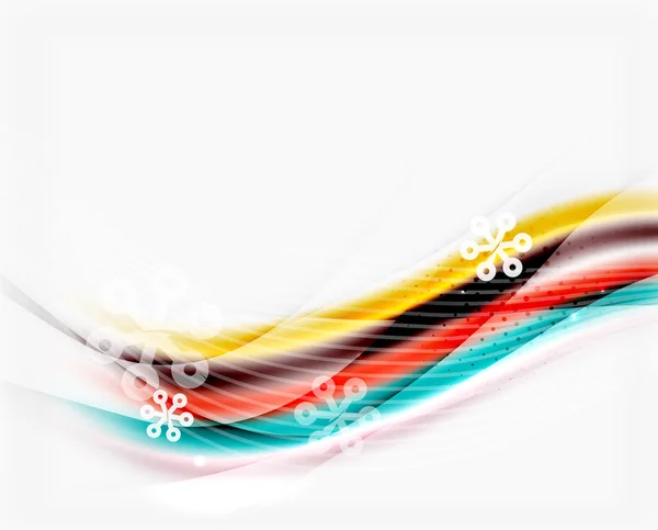 Línea de onda de color con copos de nieve, plantilla de negocio vector de invierno — Vector de stock