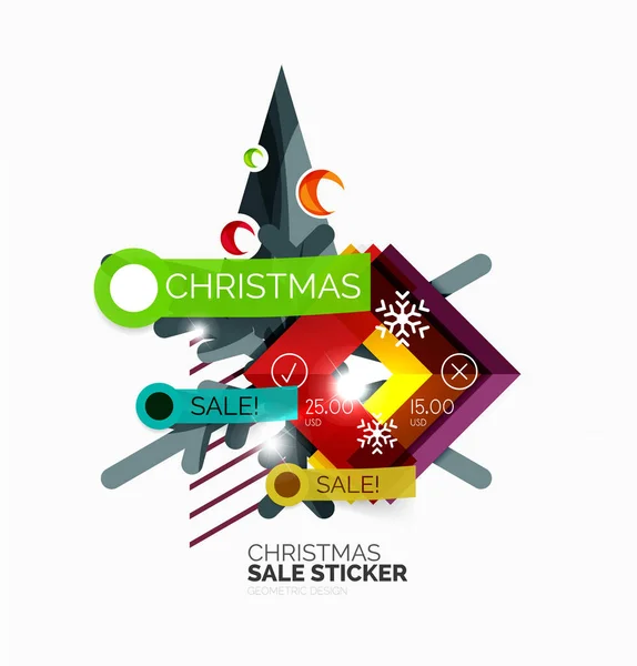 Vector Geometric Christmas Stickers — стоковый вектор