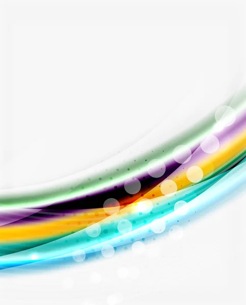 Línea lisa y colorida en blanco. Onda fondo abstracto — Vector de stock