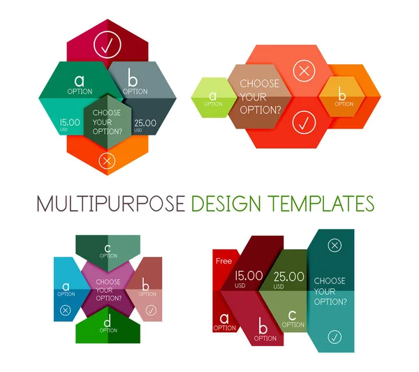 Bandeiras de infográfico de papel e adesivos — Vetor de Stock