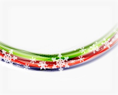 Dalga satırındaki kar taneleri Noel ve yeni yıl arka plan