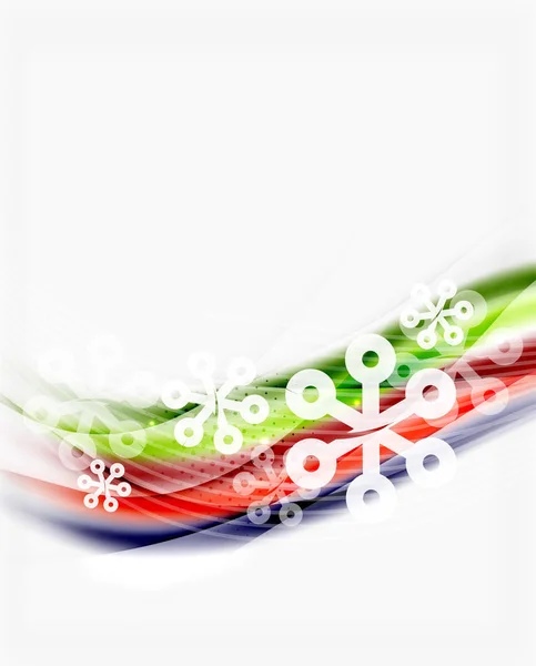 Snowflakes on wave line, Christmas and New Year background — Stock Vector