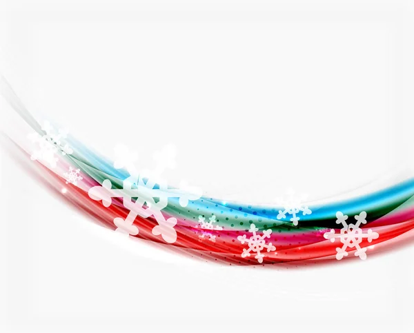 Línea de onda borrosa con copos de nieve. plantilla de presentación de mensaje de Navidad — Vector de stock
