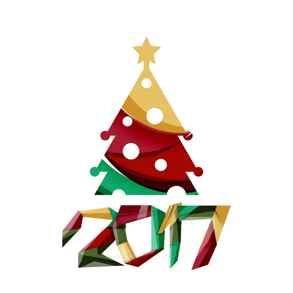 Felice anno nuovo e Natale vacanza elementi biglietto di auguri — Vettoriale Stock