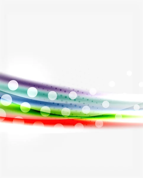 Färg vågiga linjer med ljus glänsande effekter. Abstrakt bakgrund mall — Stock vektor