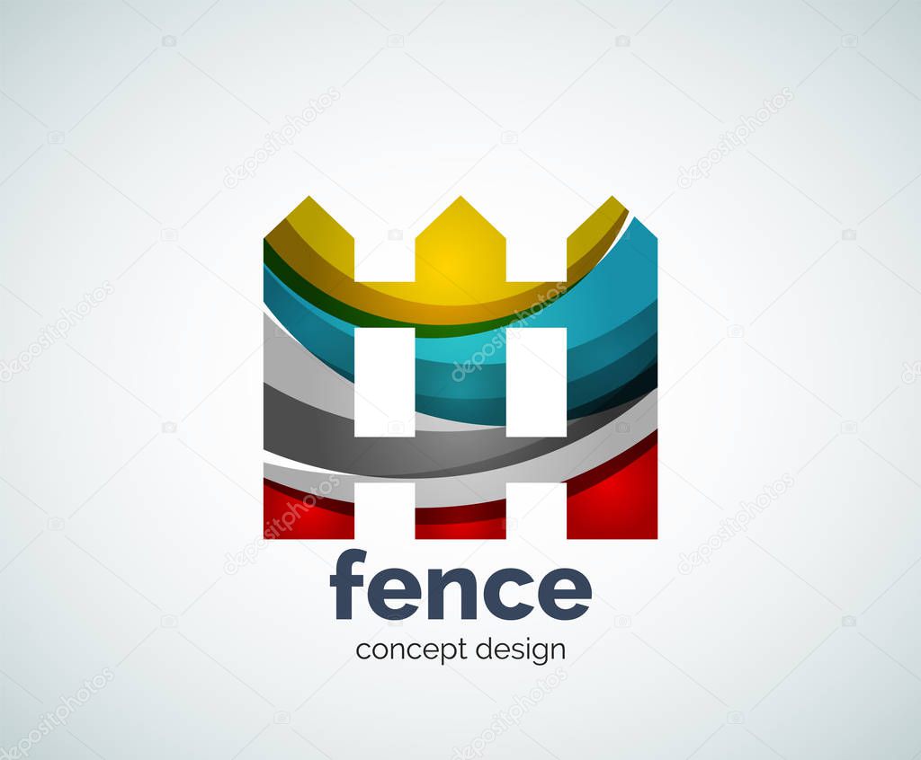 Vector house fence logo template, abstract business icon