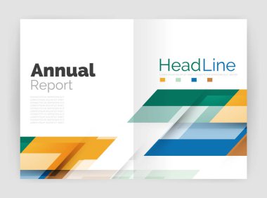 Geometrik iş yıllık rapor şablonları, modern broşür el ilanı şablonu