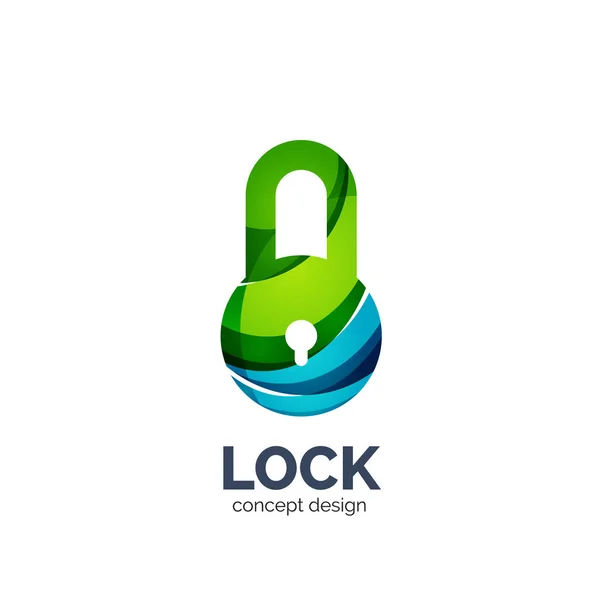 Vector creative abstract lock logo created with lines — Stock Vector