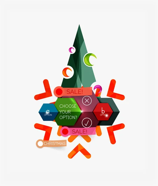 Banners de cartão de Natal de papel com texto. Modelos geométricos de férias — Vetor de Stock