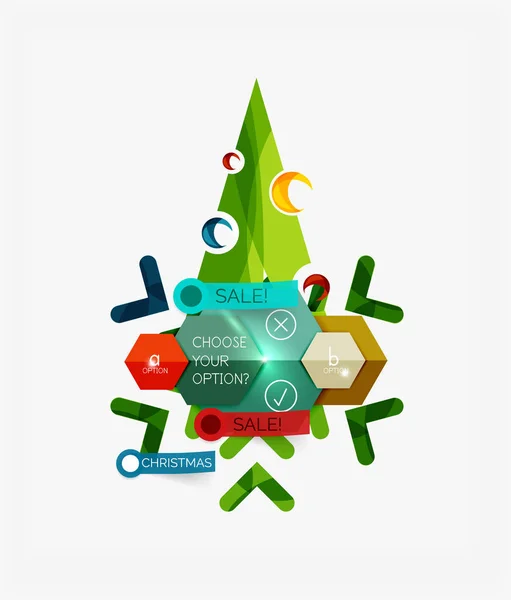 Banners de cartão de Natal de papel com texto. Modelos geométricos de férias — Vetor de Stock