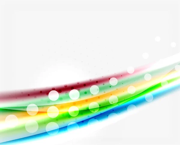 色光の光沢のある効果と波線。抽象的な背景テンプレート — ストックベクタ