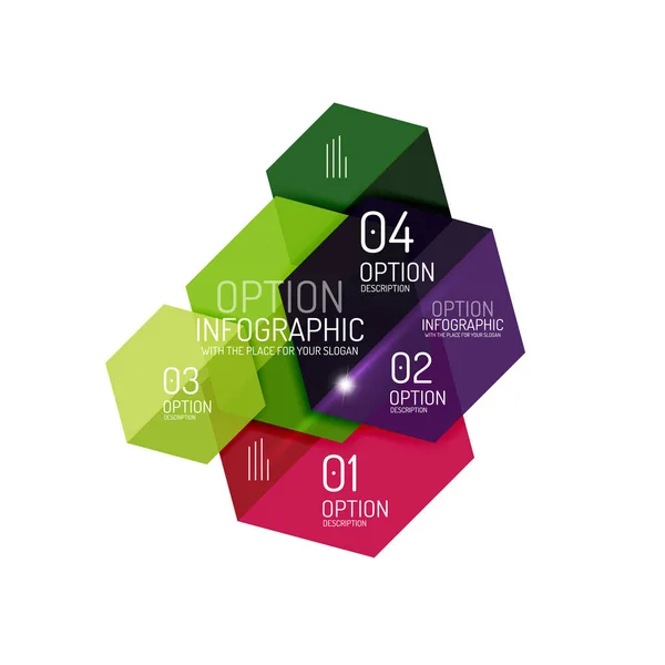 Layout infografici geometrici astratti in carta — Vettoriale Stock