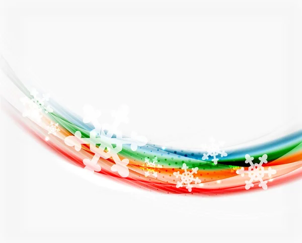 Ligne d'onde de couleur avec flocons de neige, modèle d'affaires vectoriel d'hiver — Image vectorielle