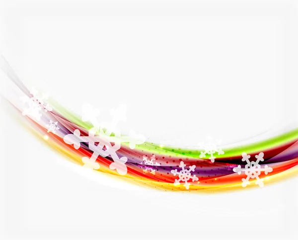 Ligne d'onde de couleur avec flocons de neige, modèle d'affaires vectoriel d'hiver — Image vectorielle