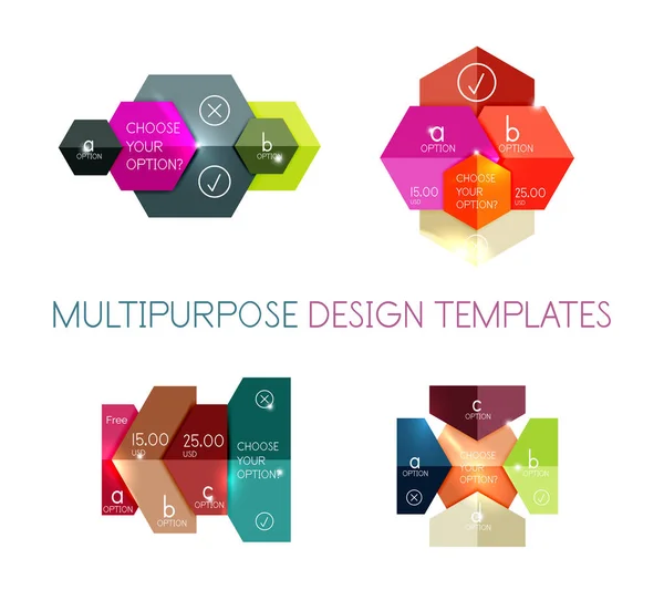 Bannières et autocollants infographiques en papier — Image vectorielle