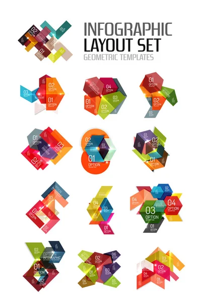 Plantillas de infografía geométrica en papel abstracto — Archivo Imágenes Vectoriales