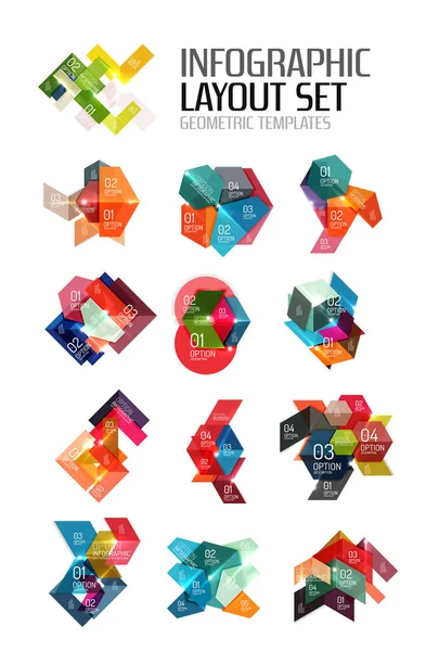 Uppsättning abstrakta geometriska papper grafiska layouter — Stock vektor