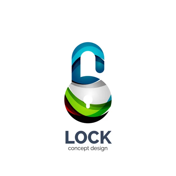 Vector creative abstract lock logo created with lines — Stock Vector