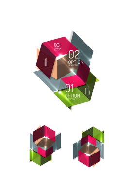 Soyut geometrik kağıt grafik düzenleri kümesi