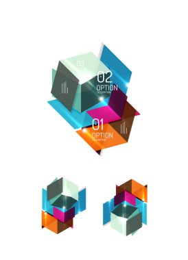 Soyut geometrik kağıt grafik düzenleri kümesi