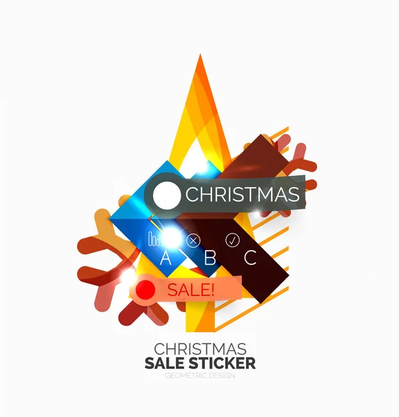 Adesivi di vendita di Natale geometrici vettoriali — Vettoriale Stock